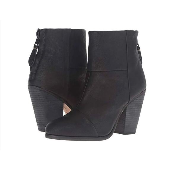 Rag & Bone black Classic Newbury  leather heeled ankle booties Size 6 - Picture 1 of 12